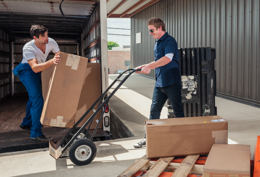Commercial packages loaded to the truck by Rent-a-Son movers