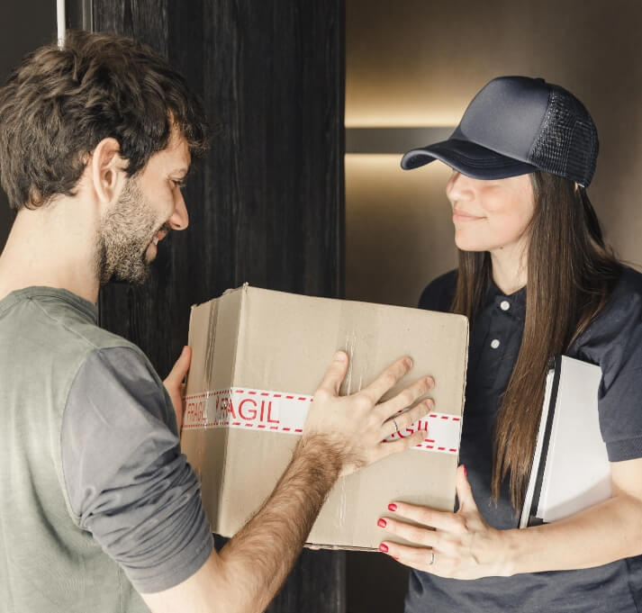 Professional of Rent-a-Son delivering a courier to the customer